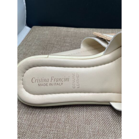 Cristina Francini Genuine Leather Sandals Cream Inez Buckle Size 8 Italian - Picture 10 of 11
